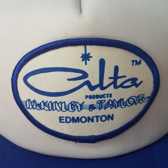 Vintage 80s MckINLEY & Taylor Hat Snapback Trucker Hat Classic Cap Blue Edmonton - Picture 4 of 15